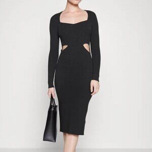 A&F Long Sleeve Cutout Midi Sweater Dress - Black